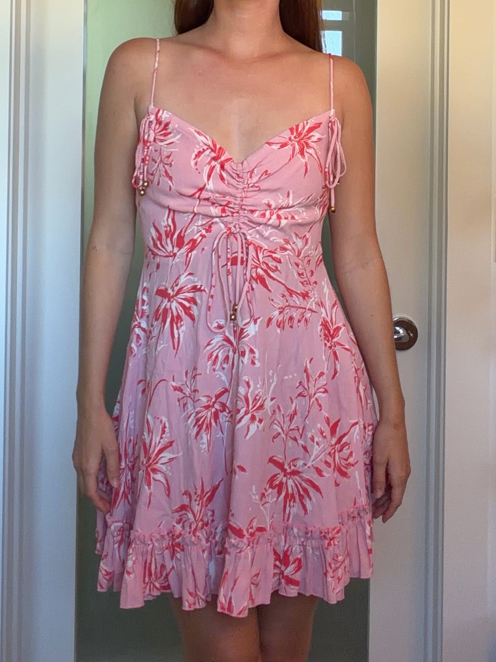 Skylar + Madison Pink Floral Tie-Front Mini Dress